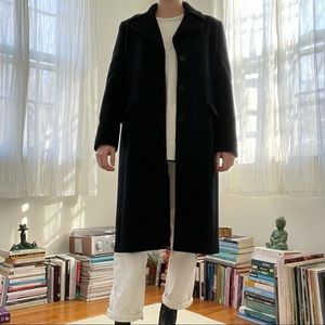 Loro Piana black wool oversized coat by Brooks Brothers